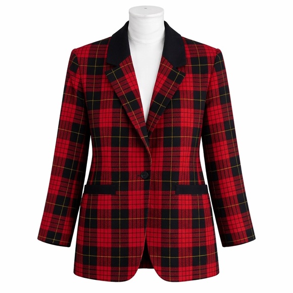 Collections International Jackets & Blazers - Size 10 Vintage Collections International Wool Blend Plaid Tartan Blazer Coat